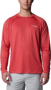 Columbia мужская футболка PFG Solar Stream с длинным рукавом, Sunset Red