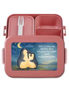 Mr. & Mrs. Panda Дизайн Bentobox Penguins Sleep с надписью, пастельно-красный цвет