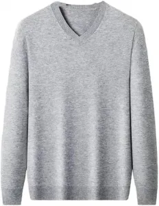 Мужской вязаный свитер V-образным вырезом