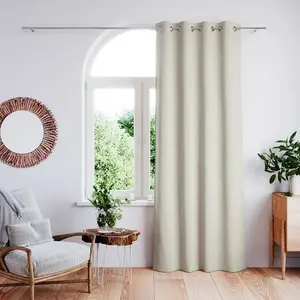 Штора 140x250 см с люверсами, однотонная, в полоску, для гостиной, спальни, цвет белый капучино AmeliaHome