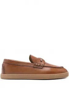 Лоферы с металлическим декором Christian Louboutin, коричневый