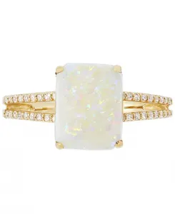 Кольцо с опалом (1-3/4 карата) и бриллиантом (1/10 карата) из 14-каратного золота Macy'S, gold