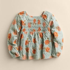 Детская блузка с буфами для девочки Little Co. By Lauren Conrad, Blue Rose Print