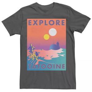 Мужская футболка с плакатом Explore Tatooine Faded Retro C-3PO и R2-D2 Star Wars