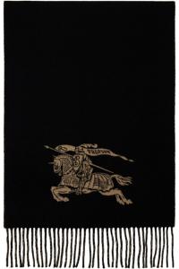 Двухсторонний кашемировый шарф EKD бежевого и черного цветов Burberry