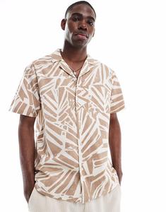 Пляжная рубашка с абстрактным принтом коричневого цвета Aray