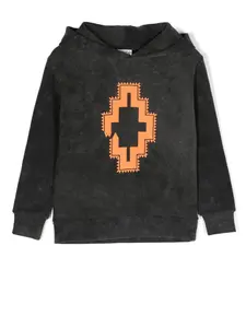 Худи с бахромой и принтом Marcelo Burlon County Of Milan Kids, черный