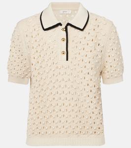 Поло из хлопка с ажурной вязкой Bauble Frame, кремовый