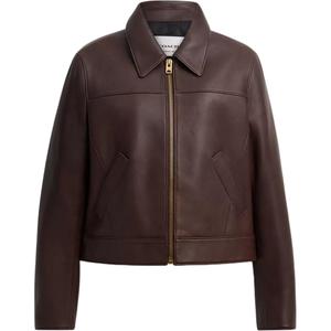 COACH Кожаная куртка женская, Brown