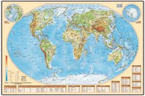 ЭкоГраф, Физическая настенная карта мира на подложке в деревянной рамке, 1:60 000 000 Eko Graf