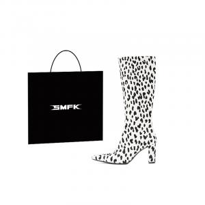 SMFK Ботинки до колена женские белый леопардовый принт, цвет White Leopard Print
