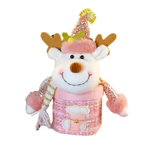 Рождественская яблочная банка для конфет плюшевая кукла высотой 30см Dolls and bears dance, розовый