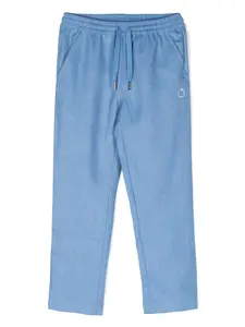 Льняные брюки с вышитым логотипом TRUSSARDI JUNIOR, синий