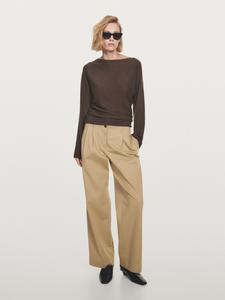 Свитер с вырезом лодочкой Massimo Dutti, коричневый