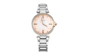 Кварцевые часы на стальном браслете для женщин с розовым циферблатом SEIKO