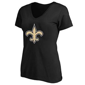 Женская черная футболка New Orleans Saints plus size с v-образным вырезом Fanatics