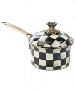 Эмалированная кастрюля Courtly Check объемом 1 кварта MacKenzie-Childs, Black/white