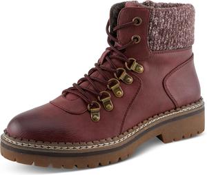 Женские ботильоны PATRIZIA JANECET с вязаным воротником, металлическими люверсами и застежкой-молнией, Bordeaux