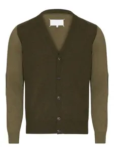 Шерстяной кардиган с нашивками на локтях Maison Margiela, зеленый