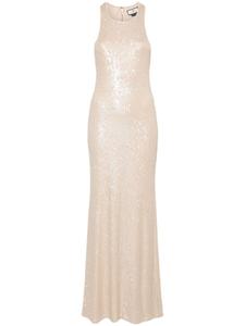 Платье с пайетками Elisabetta Franchi, бежевый
