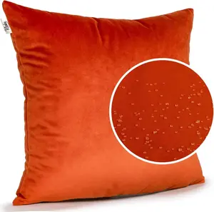 Декоративная подушка 60х60 см, чехол без наполнителя, чехол на молнии, однотонный бархат, медный