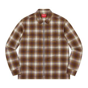 Рубашка Supreme Shadow Plaid Flannel Zip Up Shirt Brown, коричневый
