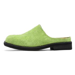 FAPAI Мужские противоскользящие тапочки с закрытым носком и длинным флисом зеленого цвета, цвет Long Fleece Green