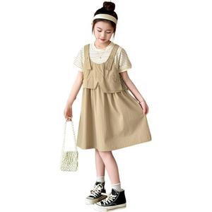 Платье для дошкольниц с круглым вырезом, средней длины PROTECTCAMEL, хаки