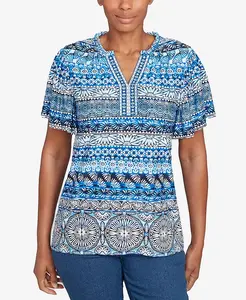 Футболка с вышитым узором в полоску и принтом в виде миниатюрных полосок Ruby Rd., мультиколор