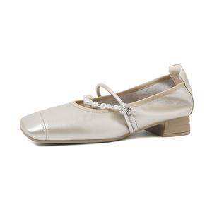 Туфли Мэри Джейн на массивном каблуке 3,5 см, женские, шампанского цвета CAMEIDO, Champagne