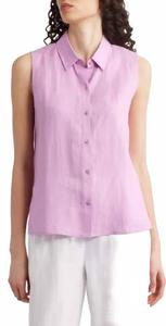 Классический топ без рукавов с воротником во французском сиреневом Eileen Fisher