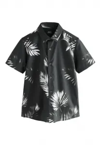 Рубашка с коротким рукавом и принтом, стандартного кроя. Next, Black/Off White