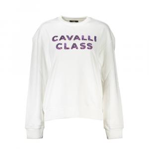 Белый хлопковый женский свитер Cavalli Class