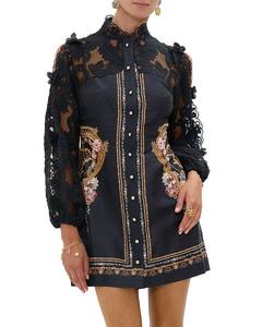 Мини-платье из кружева и комбинированных материалов Camilla, мультиколор