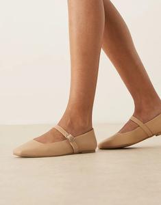 Балетки Lottie Mary Jane широкого кроя ASOS DESIGN бежевого цвета