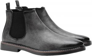 Мужские кожаные челси ZPLMIDE, ботинки-челси до щиколотки, повседневные, удобные, классические, без шнурков, формальные, вестерн-стиль, черный/серый