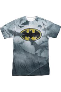 Футболка с коротким рукавом и логотипом Batman Bats для взрослых, 100% полиэстер Gildan, белый