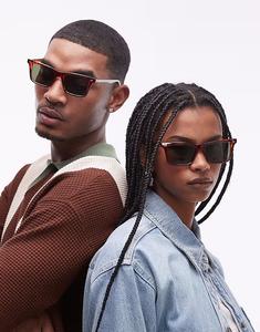 Солнцезащитные очки Le Specs Broski Square в черепаховой оправе с зелеными линзами