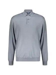 Вязаное поло с длинными рукавами Fedeli, серый