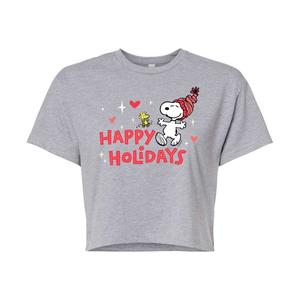 Укороченная футболка с рисунком Junior's Peanuts Happy Holidays Licensed Character