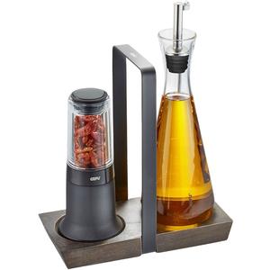 Набор Menage Набор для уксуса и масла X-PLOSION из хрустального стекла, каплеустойчивый, с крышкой, деревянная подставка Gefu, прозрачный