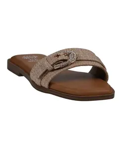 Женские плоские сандалии Kenna с декоративной пряжкой GC Shoes, коричневый/бежевый