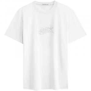 Мужские футболки с круглым вырезом, умеренно прямой крой Calvin Klein, yaf-moon белый