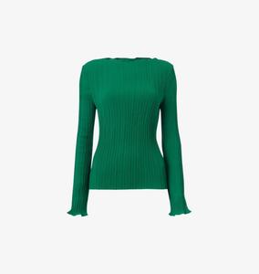 Топ плиссе с вырезом-лодочкой от Elsa Whistles, зеленый