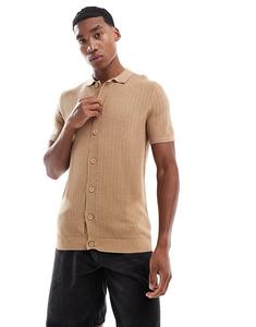 Вязаная рубашка Brave Soul с короткими рукавами светло-коричневого цвета