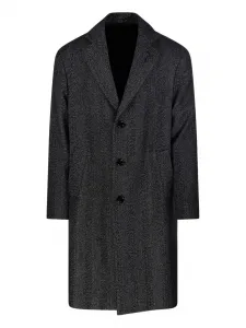 Пальто с узором в елочку Lardini, черный