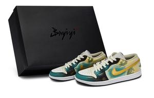 Jordan Кроссовки Air 1 Vintage мужские низкие Black/White/Green/Gold