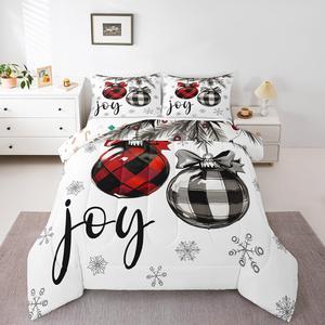 Erosebridal Комплект постельного белья с новогодним принтом для детей, легкий реверсивный, Grey White