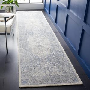Ковер-дорожка SAFAVIEH, 69 x 275 см, Restoration Vintage Collection, Ivory & Blue, ручной работы из состаренной шерсти и вискозы, идеален для помещений с высокой проходимостью в гостиной, спальне (RVT705A)