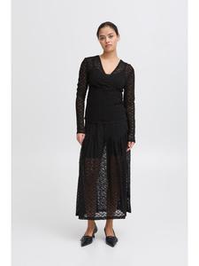 ICHI Блузка с длинными рукавами IXLACEY, приталенный крой, черная